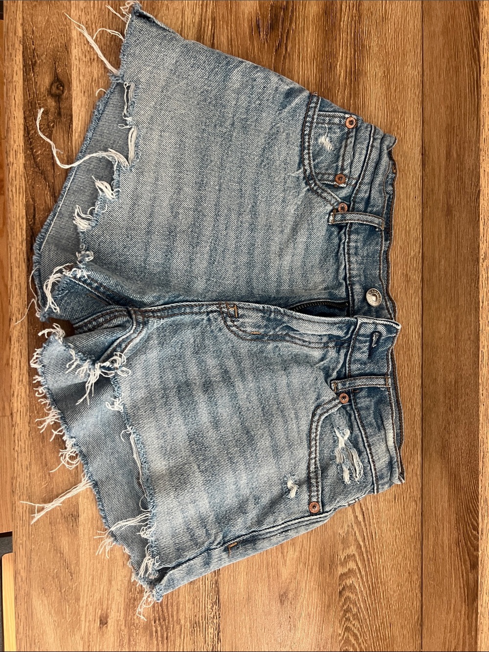 American Eagle Outfitters Light Blue Distressed Denim Shorts
